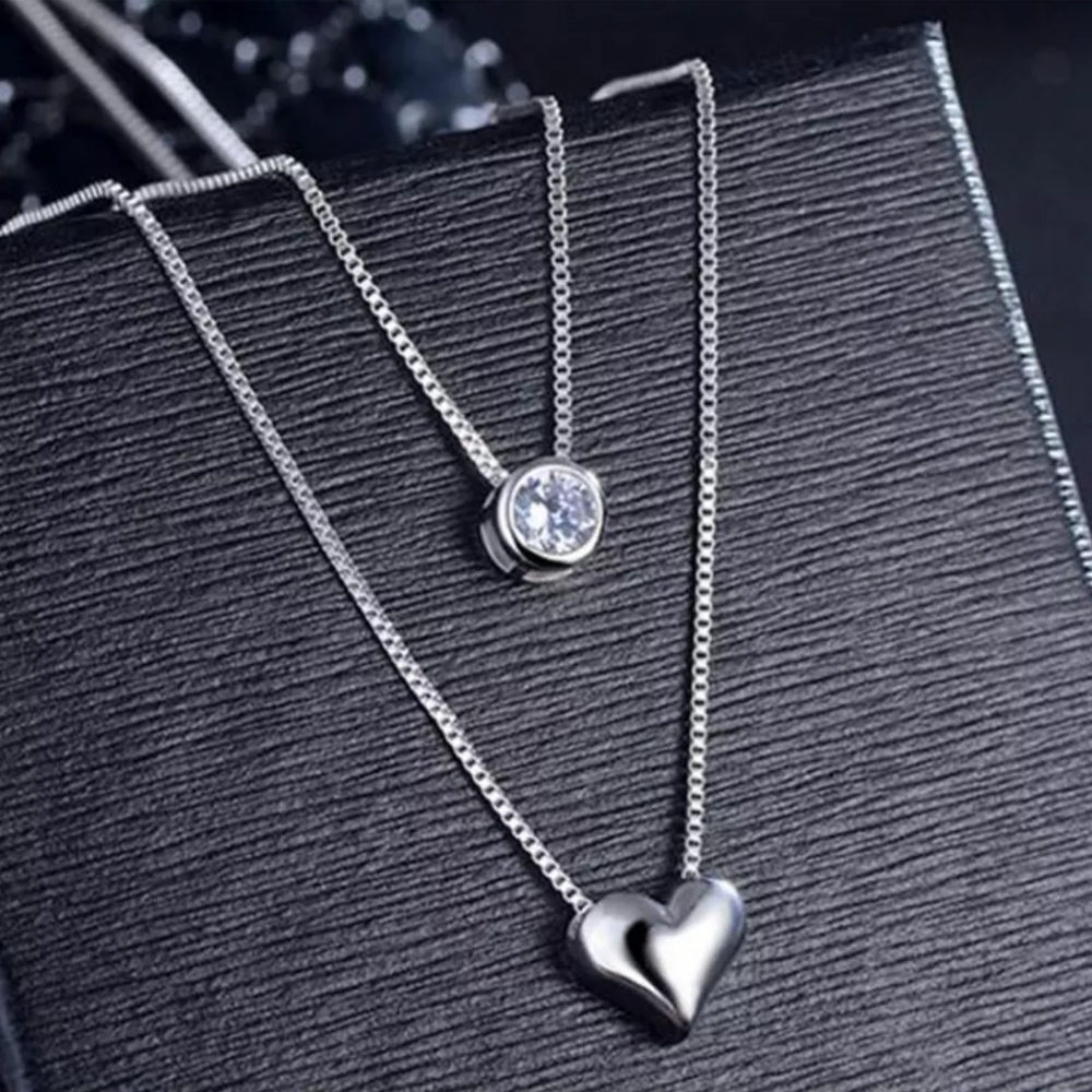 925 Sterling Silver Necklace Double Layer Chain